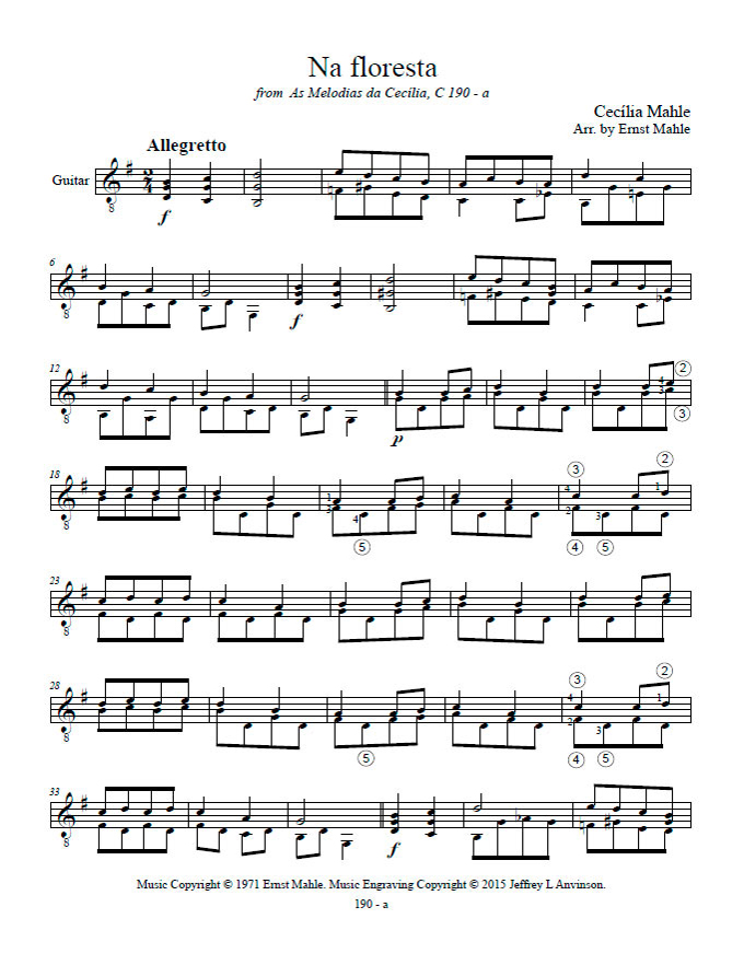 Na floresta by Ernst Mahle for Solo Guitar